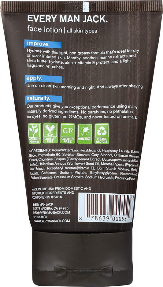 Every Man Jack Face Lotion - Hydrating and Soothing for Men - 4.2 Fl Oz