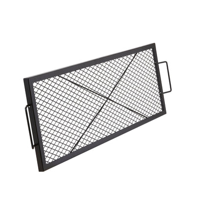 VEVOR X-Marks Fire Pit Grill Grate, Rectangle Cooking Grate, Heavy Duty Steel Campfire BBQ Grill Grid With Handle & Support X Wire, Portable Camping Cookware For Outside Party Gathering, 44 Inch Black