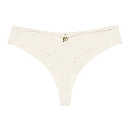 Panties Set Women Seamless Panties Sexy Low-Waist G-String Thong Ice Silk Underwear Hollow Out T-Back Solid Bandage Female Lingerie
