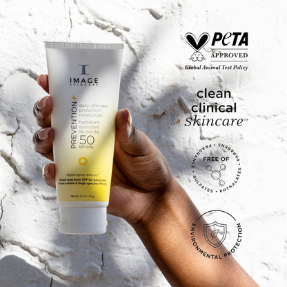 IMAGE Skincare PREVENTION+ Daily Ultimate Protection Moisturizer 2 Pack , SPF 50 Face Sunscreen Lotion, Zinc Oxide, Blendable with No White Cast, 3.2 oz