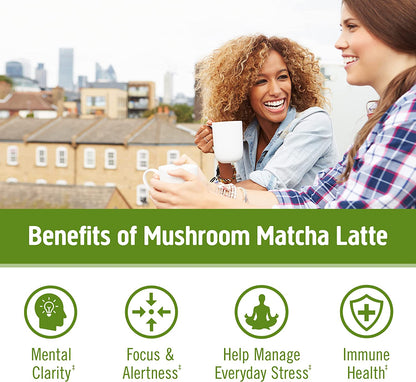 Om Mushroom Superfood Matcha Latte Blend: Immune Support, Energy Boosting Mushroom Powder - 8.47 oz