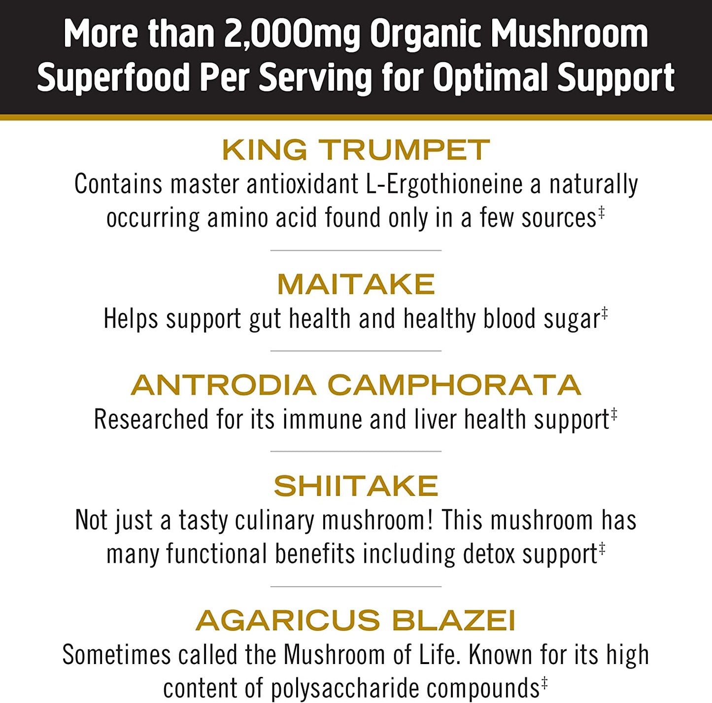 Om Mushroom Superfood: Master Blend Mushroom Capsules (80 Count)