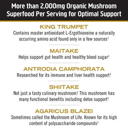 Om Mushroom Superfood: Master Blend Mushroom Capsules (80 Count)