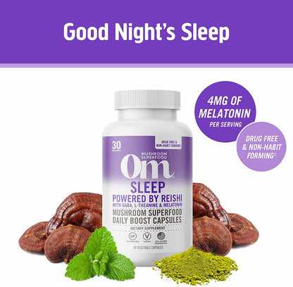 Om Mushroom Superfood Sleep Mushroom Capsules, 90-Count Sleep Support Supplement