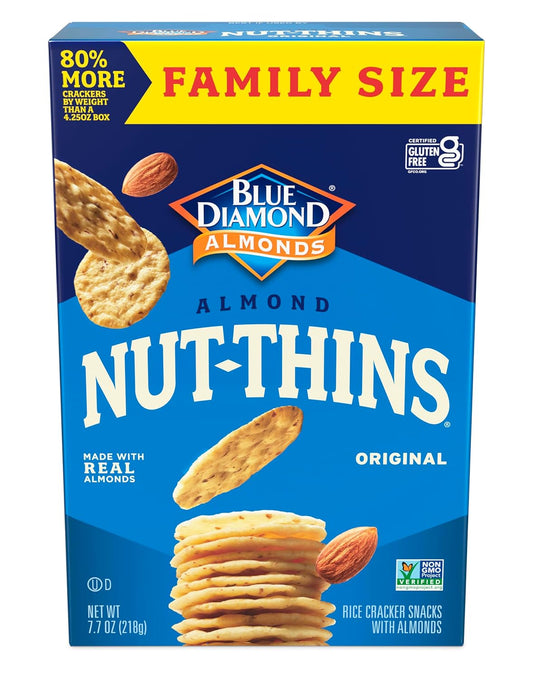Blue Diamond Nut-Thins Original Almond Crackers, 7.7 oz (Pack of 6) - Gluten-Free Snacks