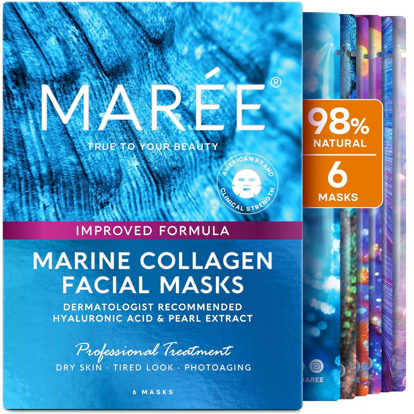 MAREE Collagen Facial Mask with Hyaluronic Acid - 6 Mask