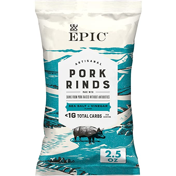 Epic Sea Salt Vinegar Pork Rinds (Pack of 12) 2.5 oz