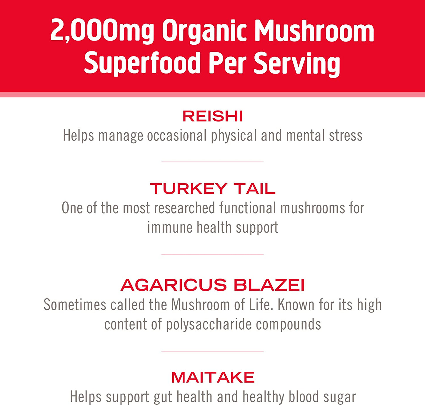 Om Mushroom Superfood Immune Blend, Mushroom Powder Supplement, 3.5 Oz.