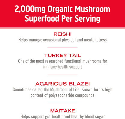 Om Mushroom Superfood Immune Blend, Mushroom Powder Supplement, 3.5 Oz.