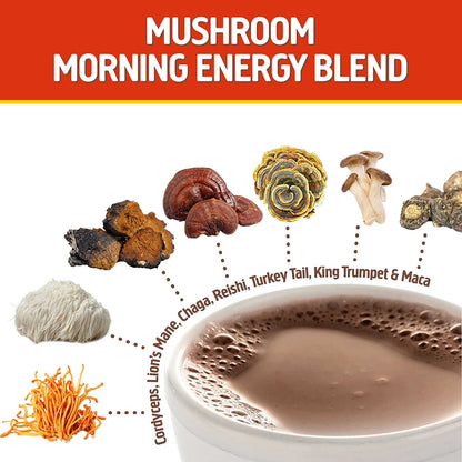 Om Mushroom Superfood Morning Energy Blend Mushroom Powder Drink (Pack of 10 - 0.28oz)