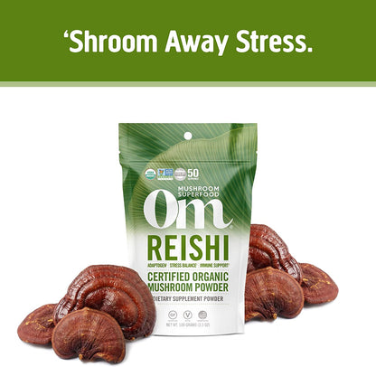 Om Mushroom Superfood Reishi Organic Mushroom Powder, 3.5 Ounce