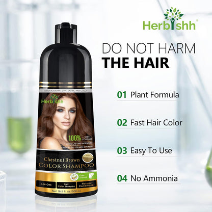 HERBISHH 3-in-1 Hair Color Shampoo for Gray Hair