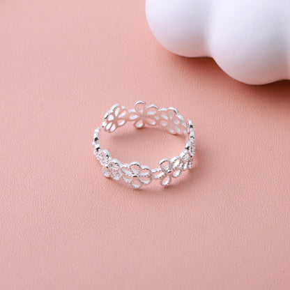 Floral Adjustable Open Ring