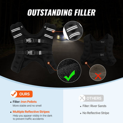 Weighted Vest, 16 Lbs Weight Vest With Reflective Stripe, Adjustable Buckle Body Weight Vest For Men Women, Workout Equipment For Strength Training, Running, Jogging, Fitness, And Weight Loss