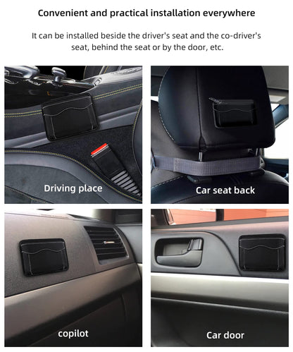 Car Seat Side Pocket Organizer PU Leather Pen Phone Sunglasses Holder Tray Pouch