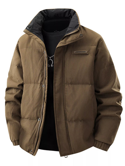 Men's Plus Size Textured Puffer Jacket with Pockets