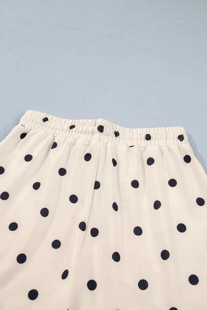 Exposed Seam Detail Polka Dot Loose Tee Drawstring Shorts Set