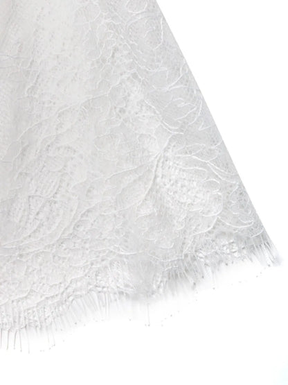 Lace Hem Detail Midi Skirt