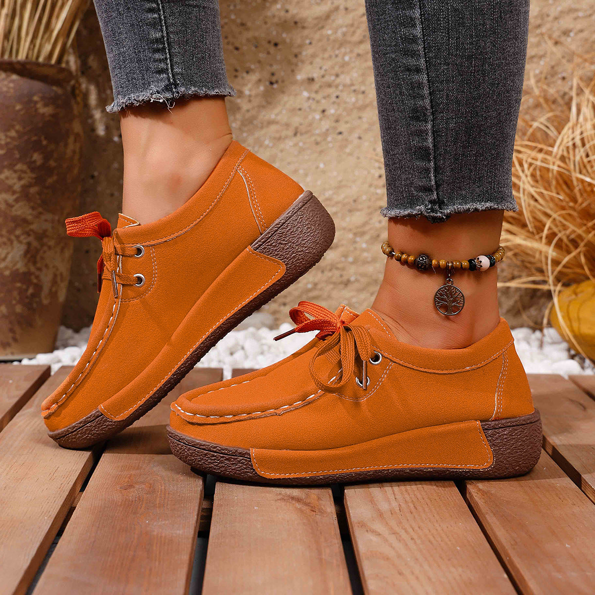 Lace Up Round Toe Sneakers