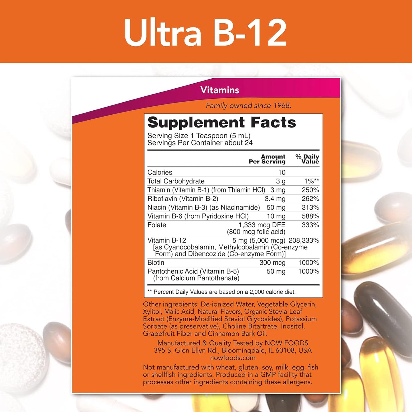 Now Foods Ultra B12 Liquid Complex - High-Potency Vitamin B12 Supplement for Energy and Nerve Health - 4 fl oz