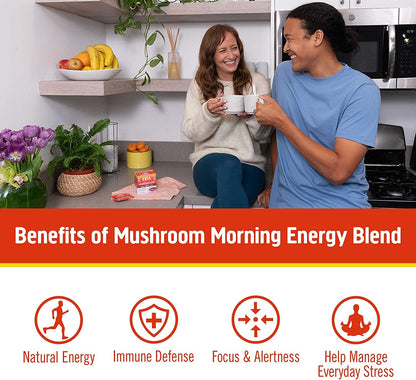 Om Mushroom Superfood Morning Energy Blend Mushroom Powder Drink (Pack of 10 - 0.28oz)