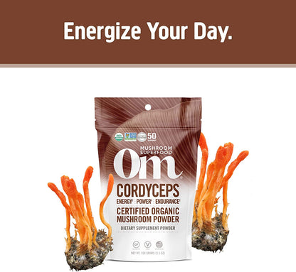 Om Mushroom Superfood Organic Cordyceps Mushroom Powder, 3.5 Oz