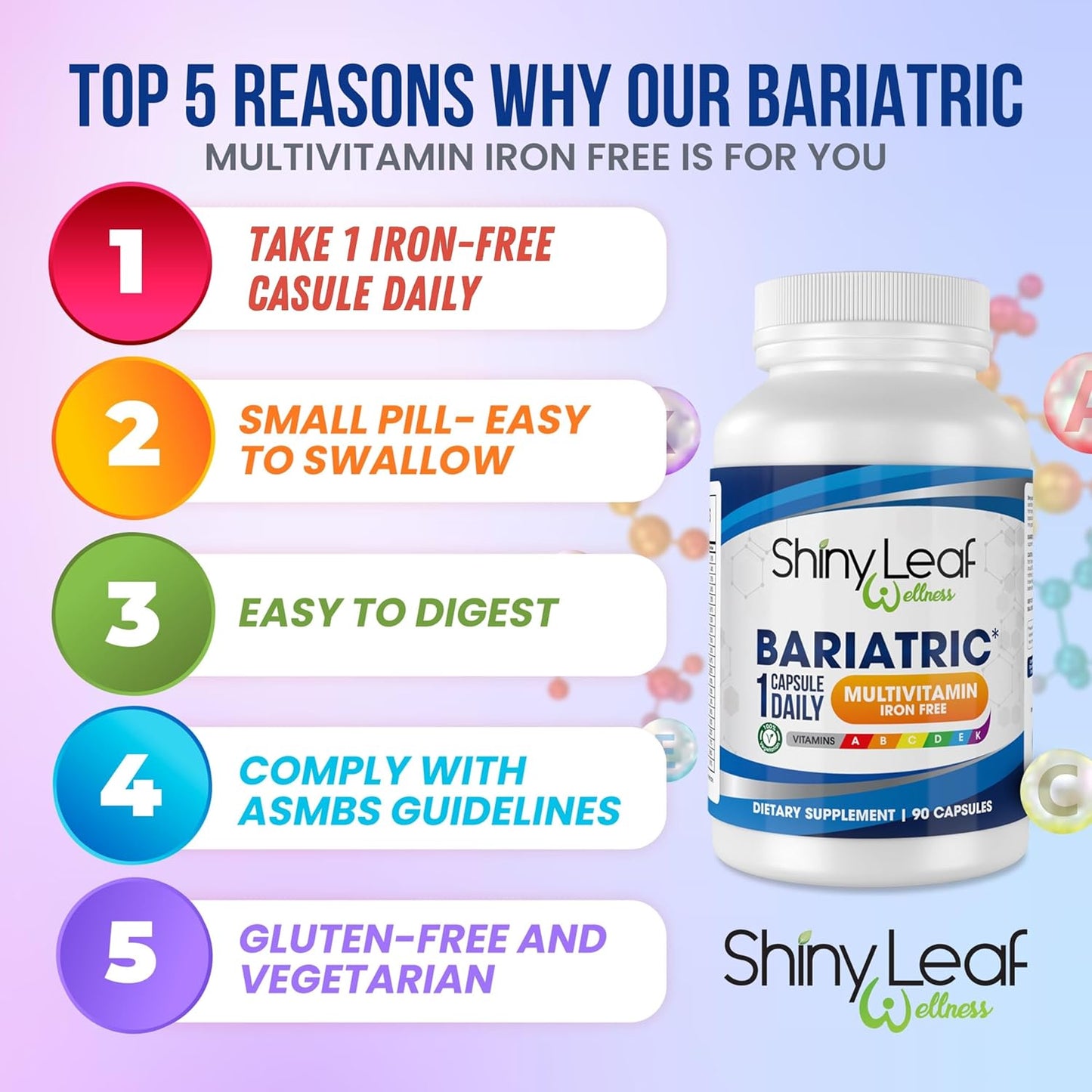 Bariatric Multivitamin Iron Free With DHT Pro Shampoo and Conditioner Hair Care Bundle
