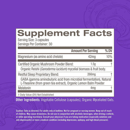 Om Mushroom Superfood Sleep Mushroom Capsules, 90-Count Sleep Support Supplement