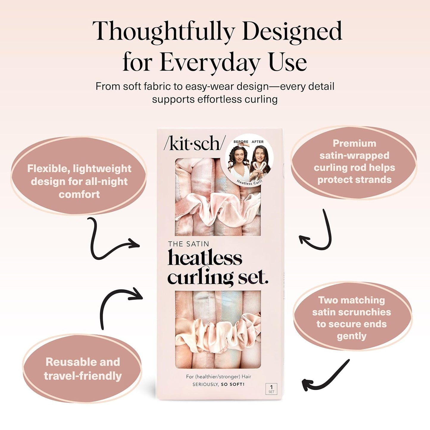 KITSCH Satin Heatless Curling Set