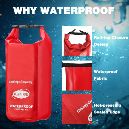 Waterproof First Aid Kit Roll Top Boat Emergency Kit with Waterproof ContentsRED