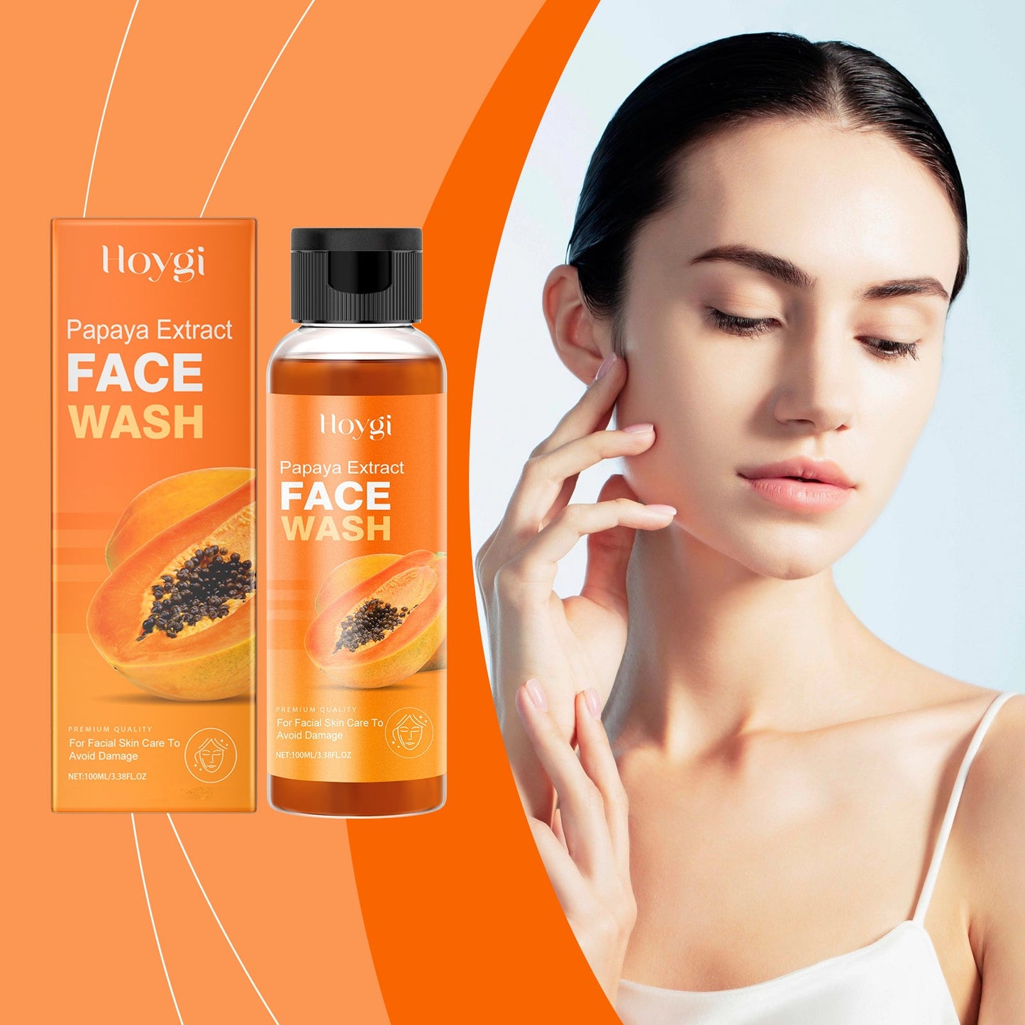 Hoygi Papaya Face Wash, Gentle Cleanser Not Tight Moisturizing Hydrating Moisturizing Skin Tender Skin Care Face Wash