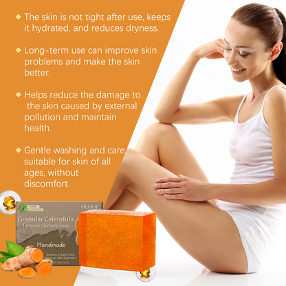 OUHOE Calendula Turmeric Skin Care Soap Gently Cleans Pores And Moisturizes And Nourishes Skin And Body Bath