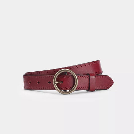 Round Buckle Leather Belt