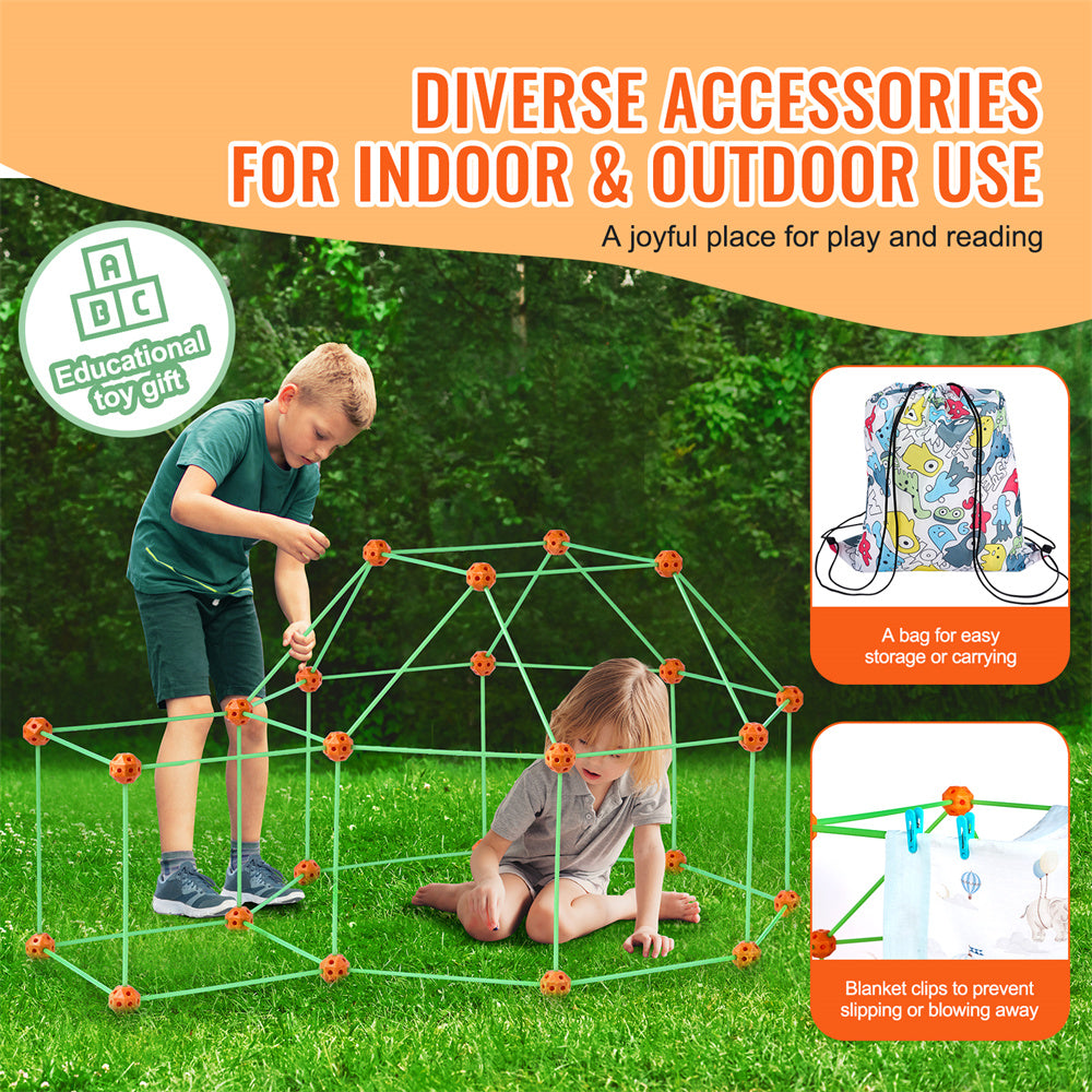 VEVOR Tent Fort Building Kit For Kid Glow In The Dark STEM Construction Toy 140P