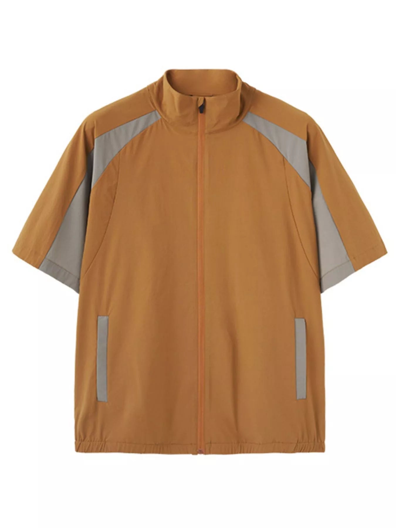 Men's Color Block Zip Up Short Sleeve Jacket