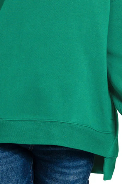 Zenana Fleece Hi-low Boyfriend Sweatshirts with Pockets