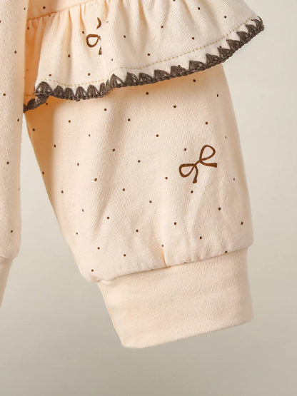 Children's Bowknot Ruffle Sleeve Top and Pants Set