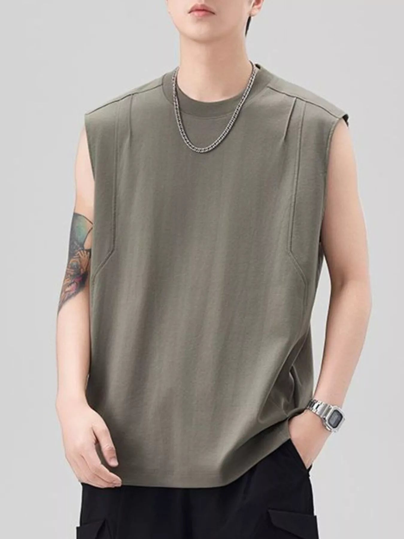 Men's Plus Size Solid Color Casual Tank Top
