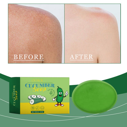 OUHOE  Cucumber Cleansing Soap, Deep Cleaning Face Bath Care Skin Refreshing Oil Control Multi-Purpose Soap