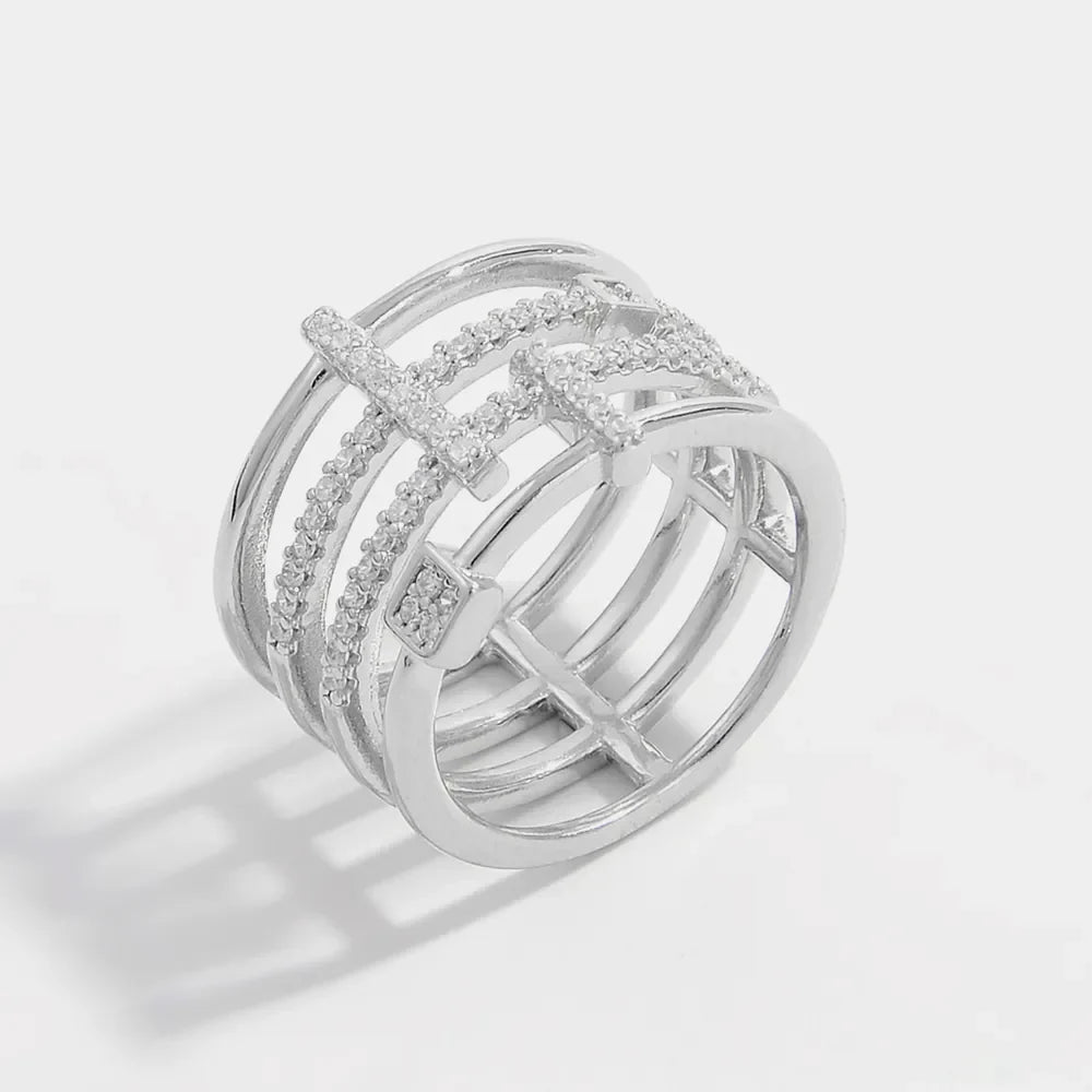 925 Sterling Silver Inlaid Zircon Ring