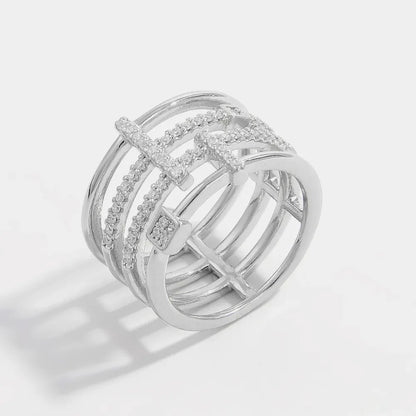 925 Sterling Silver Inlaid Zircon Ring