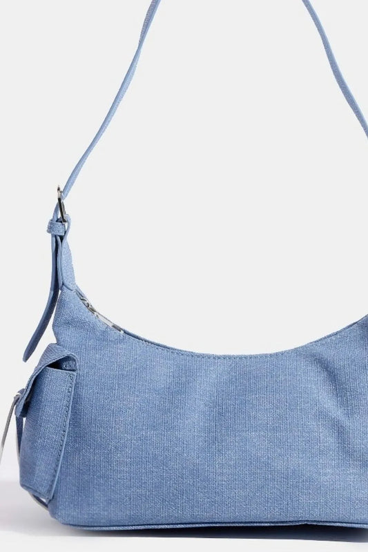 Fame Braided Accent Double Pocket Shoulder Bag