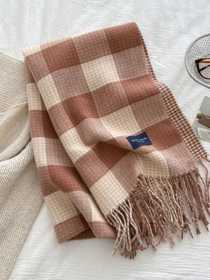 Plaid Tassel Winter Scarf