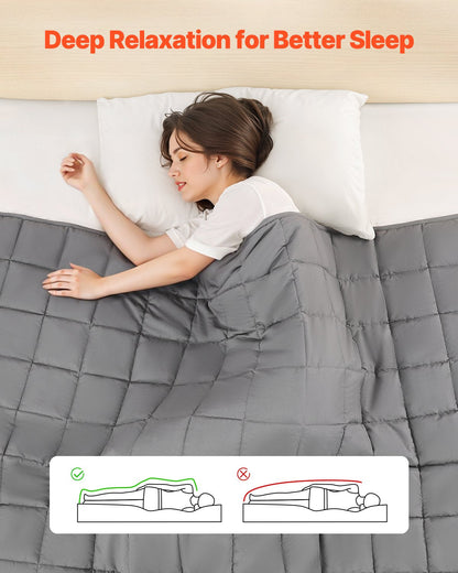 Weighted Blanket, 20 Lbs, 88 X 104 In King Size, Cooling Breathable Heavy Blanket With Glass Beads, All-Season Use, Suitable For 200-250 Lbs Adults, Anxiety Stress Relief, Improve Sleep, Grey