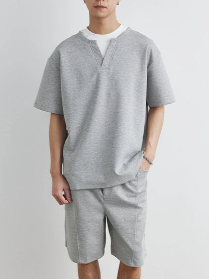 Men's Plus Size Half Sleeve Top and Shorts Set
