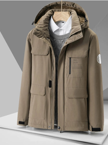 Men's Plus Size Hooded Zip Up Winter Jacket