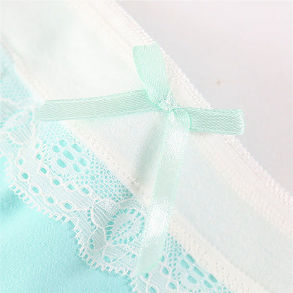 Candy Color Cotton Ladies Cute Bow Panties
