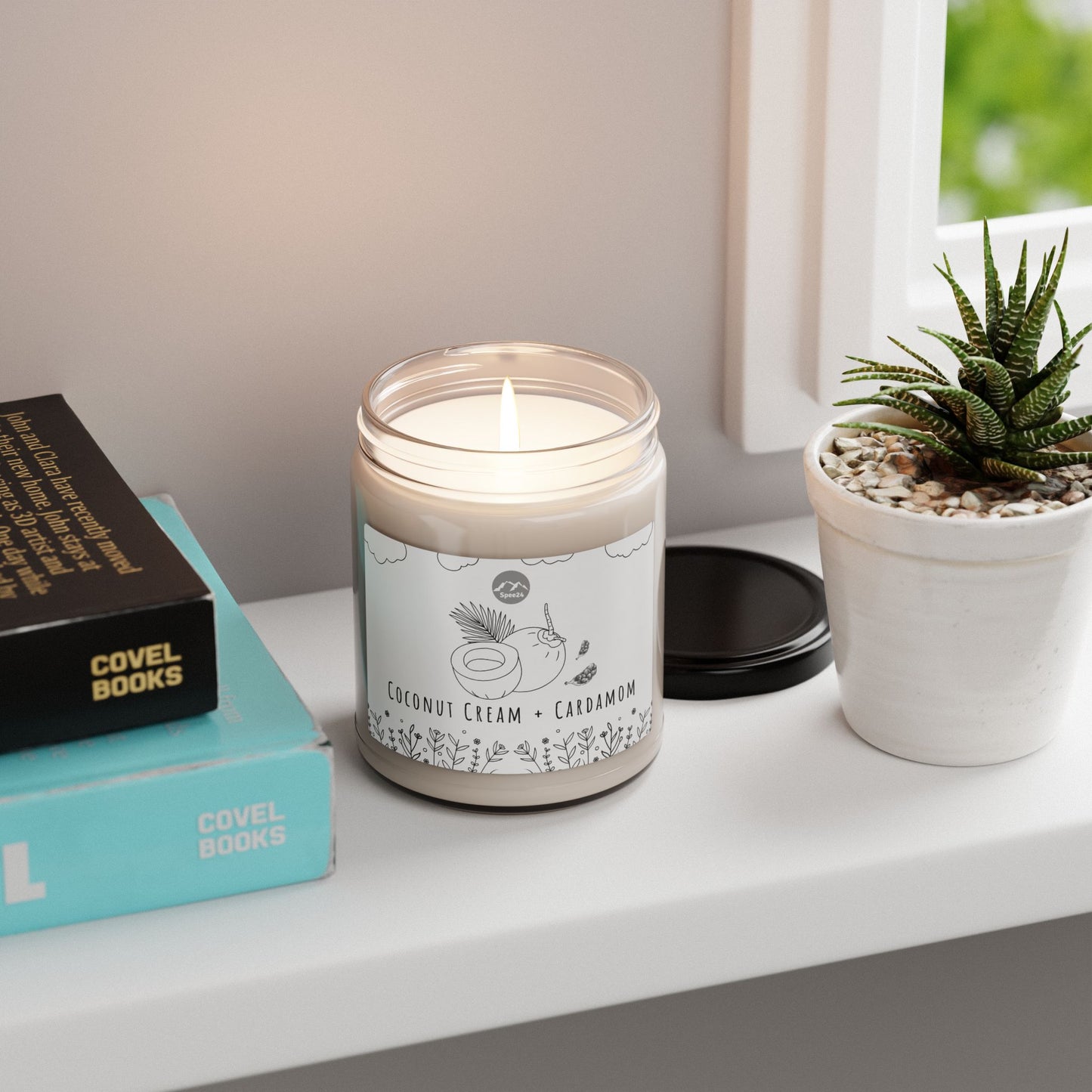 Coconut Cream Cardamom Soy Candle, Relaxing Aromatherapy Gift, Home Fragrance, Eco-Friendly Candle, Self-Care, Cozy Decor -- 9 oz
