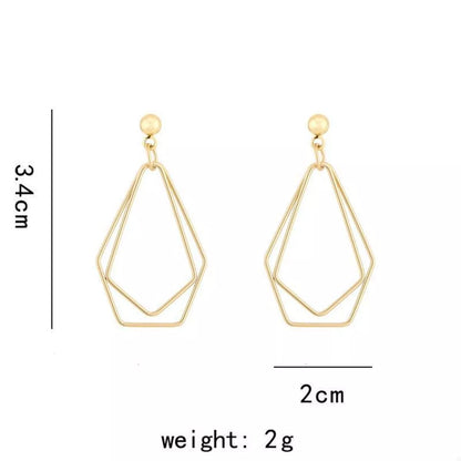 18K Gold-Plated Alloy Geometric Wire Drop Earrings