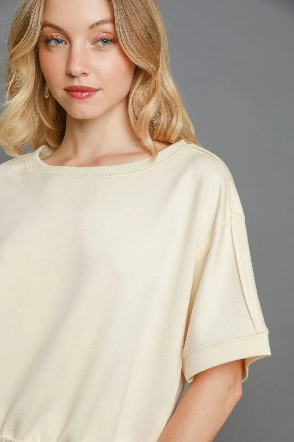 Umgee Full Size Lightweight Cropped Sweatshirt Plus Size